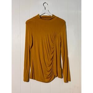 Spense · XL · Ruched Mock Neck Long Sleeve Top · Viscose/Spandex · Mustard